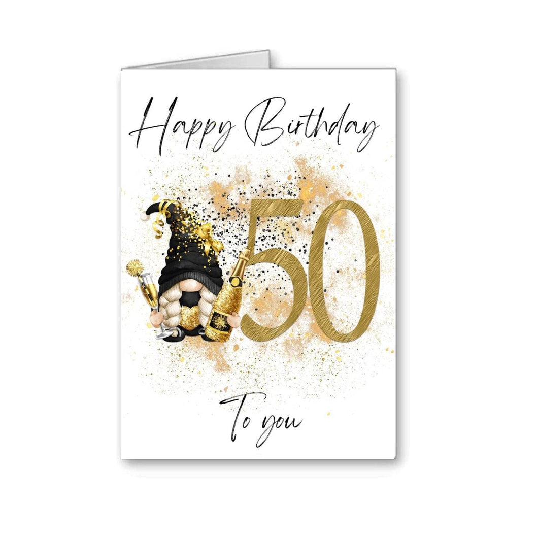 Happy 50th 50 Birthday Gonk Gnome Card Not personalised but suitable for friend mum daughter granddaughter auntie