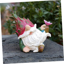Load image into Gallery viewer, Happyyami Cute Resin Gnome Garden Statue for Outdoor Decor Lying Dragon Fruit Gnome Figurine Colorful Garden Ornament for Lawn and Patio Decoration
