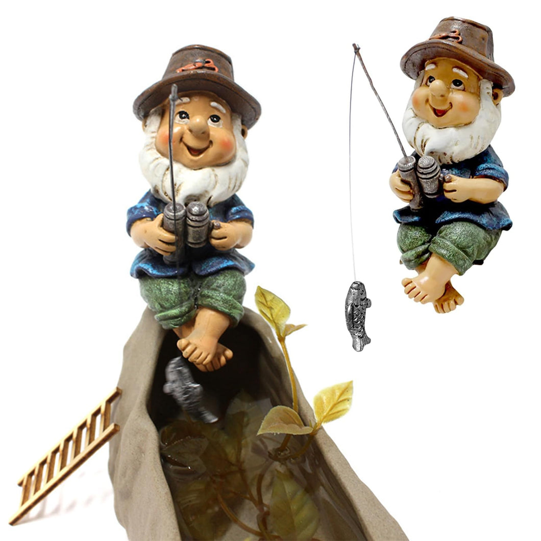 gotyou Garden Gnome, Fish Leprechaun Sitter Funny, Garden Gnomes for Outdoor, Fish Gnome Garden Statue, for Outdoor, Patio, Lawn, Courtyard, Balcony