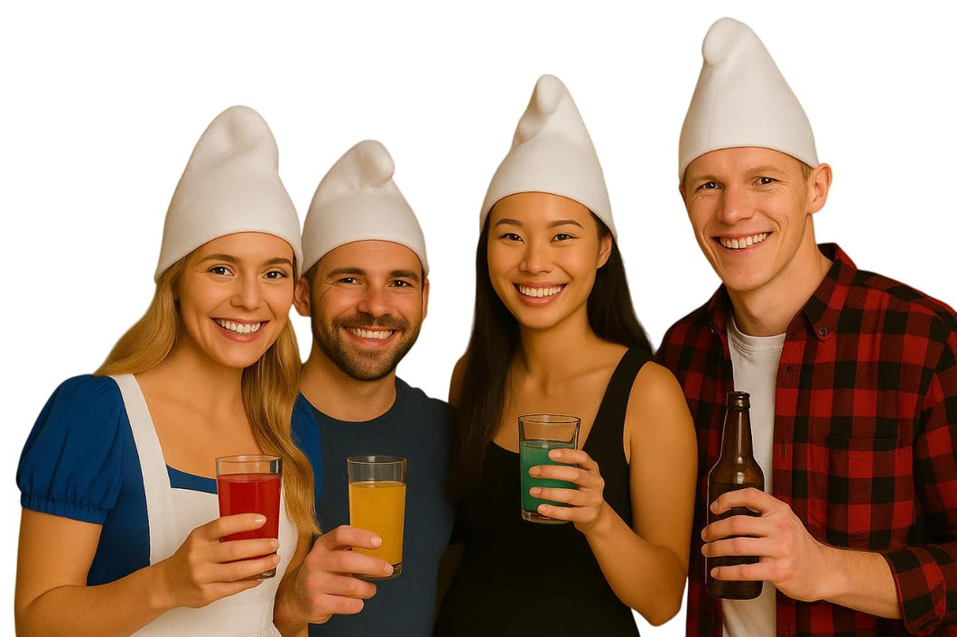 labreeze White Gnome Hat Set of 4 – Adult Unisex Pointed Hats – Garden Gnome Costume Fancy Dress Accessories for Fairy Tale, Christmas, Halloween & Group Parties