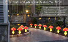 Load image into Gallery viewer, Homeleo 8 Pack Red Mushroom Solar Lights for Outdoor Garden Decor, Waterproof Solar Powered Fairy Ornaments for Yard Fence Lawn Pathway Landscape Lighting Thanksgiving Halloween Christmas Decorations
