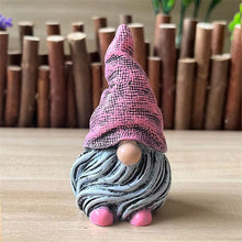 Load image into Gallery viewer, MOOCOCO Gnomes Ornament Resin Statues Mini Dwarf Figurine for Desk Outdoor Garden Patio Porch Lawn Home Decor Sculpture (Pink)
