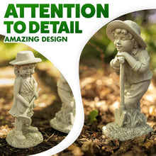 Load image into Gallery viewer, Garden Mile Boy and Girl Garden Ornaments Outdoor Statue With Gardening Tools - Large Resin White Stone Ornaments - Indoor or Outdoor Decorative Sculpture for Patio Decor Garden Decor Gift
