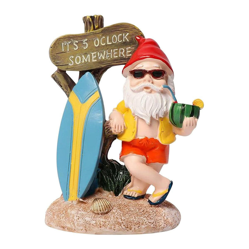 Garden Gnomes Funny-It is 5 O'clock Somewhere Gnome Resin Outdoor Garden Decor for Lawn, Patio, Yard - Indoor Dwarf Sculpture & Humor Gift