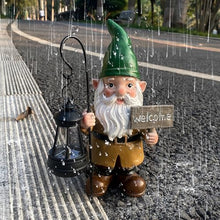 Load image into Gallery viewer, Gnome Garden Statue Outdoor Decor - Solar Gnomes Welcome Sign Figurines with Lantern Light, Yard Decorations, Resin Fairy Statues for Patio/Lawn Ornaments, Housewarming/Birthday/Women/Mom Gnome Gifts
