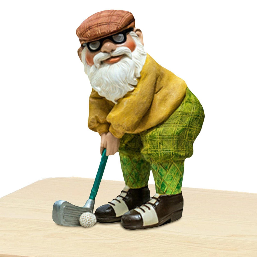 Funny Garden Gnomes, Old Man Playing Golf Waterproof Resin Garden Gnomes, Outdoor Garden Decorations Mini Statue Home Crafts Garden Gnomes for Yard, Lawn, Desktop,
