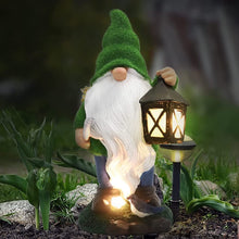 Load image into Gallery viewer, THE ENCHANTED GARDEN Gnome Ranger Statue Outdoor Resin Figurine Outdoor Solar Powered LED Lights for Patio Lawn Yard Décor
