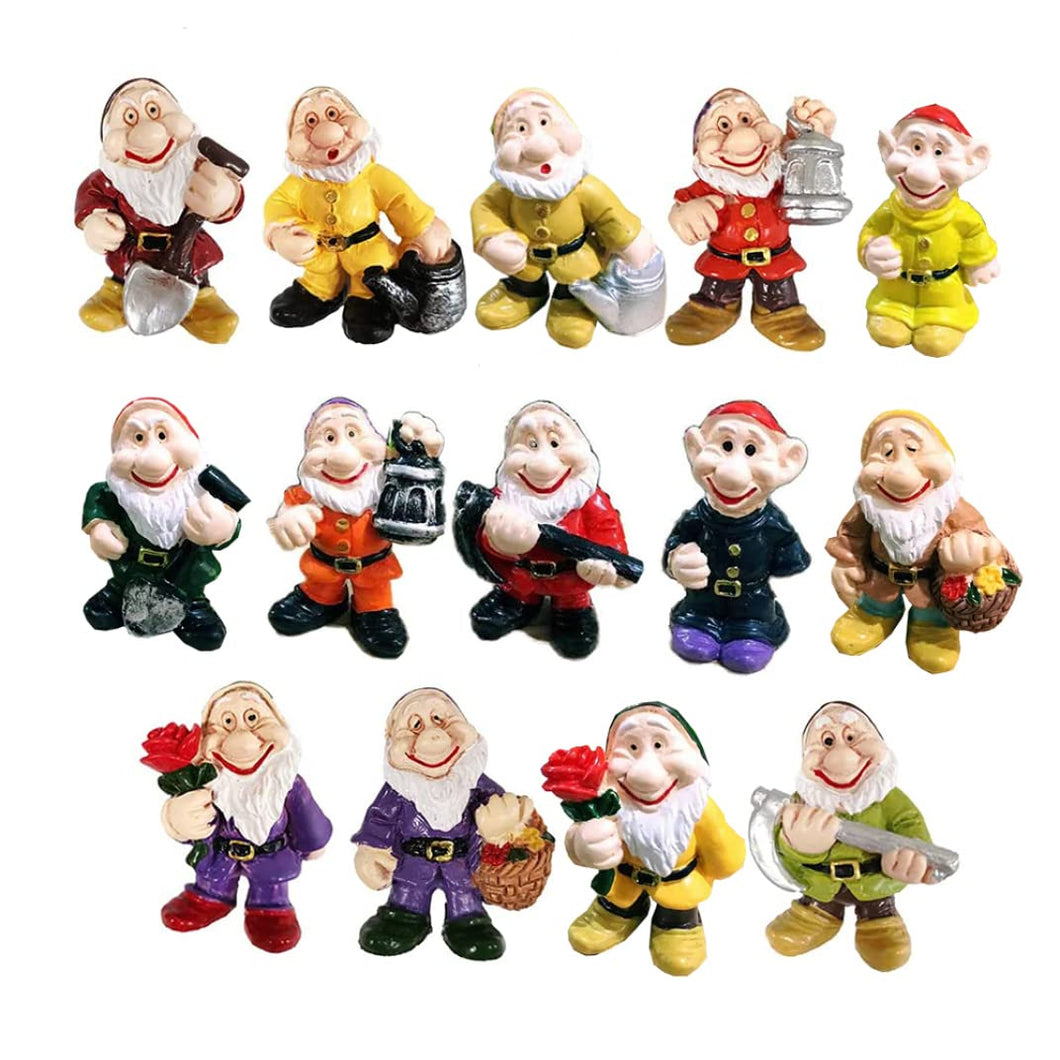 14PCS Garden Gnome Fairy Garden Gnome Statue Mini Dwarf Elf Resin Sculpture Potted Micro Landscape