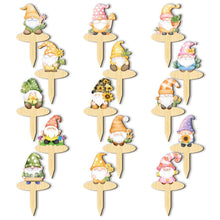 Load image into Gallery viewer, arricraft 15 Pcs Gnome Shaped Wooden Plant Tags, Colorful Shaped Waterproof Garden Stake Plant Marker for Indoor Outdoor Potted Nursery Marker Decoration Accessories
