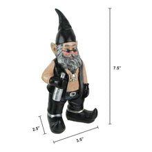 Load image into Gallery viewer, Gnoschitt and Gnofun Thirsty Biker Garden Gnome Statues 7.5 Inches High - Funny Indoor Outdoor Décor - Leather-Clad Yard, Flowerbed or Shelf Figurines
