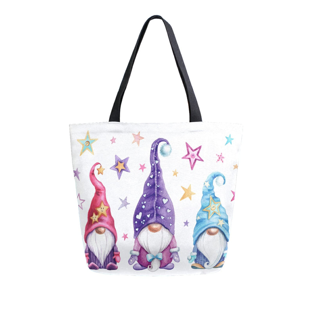 ZZXXB Gnome Star Reusable Grocery Shopping Bag Canvas Tote Bag Large Collapsible Washable Handbag Shoulder for Women