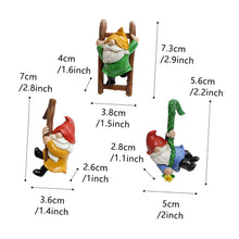 Load image into Gallery viewer, Happyyami 3pcs Garden Gnome Statue Set Outdoor Resin Dwarf Pendants Fairy Garden Decorations Tree Ornaments
