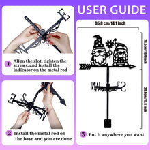 Load image into Gallery viewer, beinkmake Gnomes in Love Weathervane Metal Wind Vane Cute Flower Garden Decoration Direction Indicator Stake Mount Ornament for Farmhouse Yard Roof Outdoor
