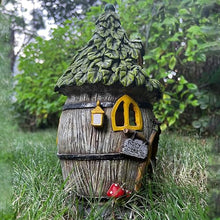Load image into Gallery viewer, Solar Light Fairy Garden House, Solar Garden House Figurines, Backyard Halloween Decoration, Outdoor Statues, Outdoor, Lawn Ornaments for Home and Outdoor Decor
