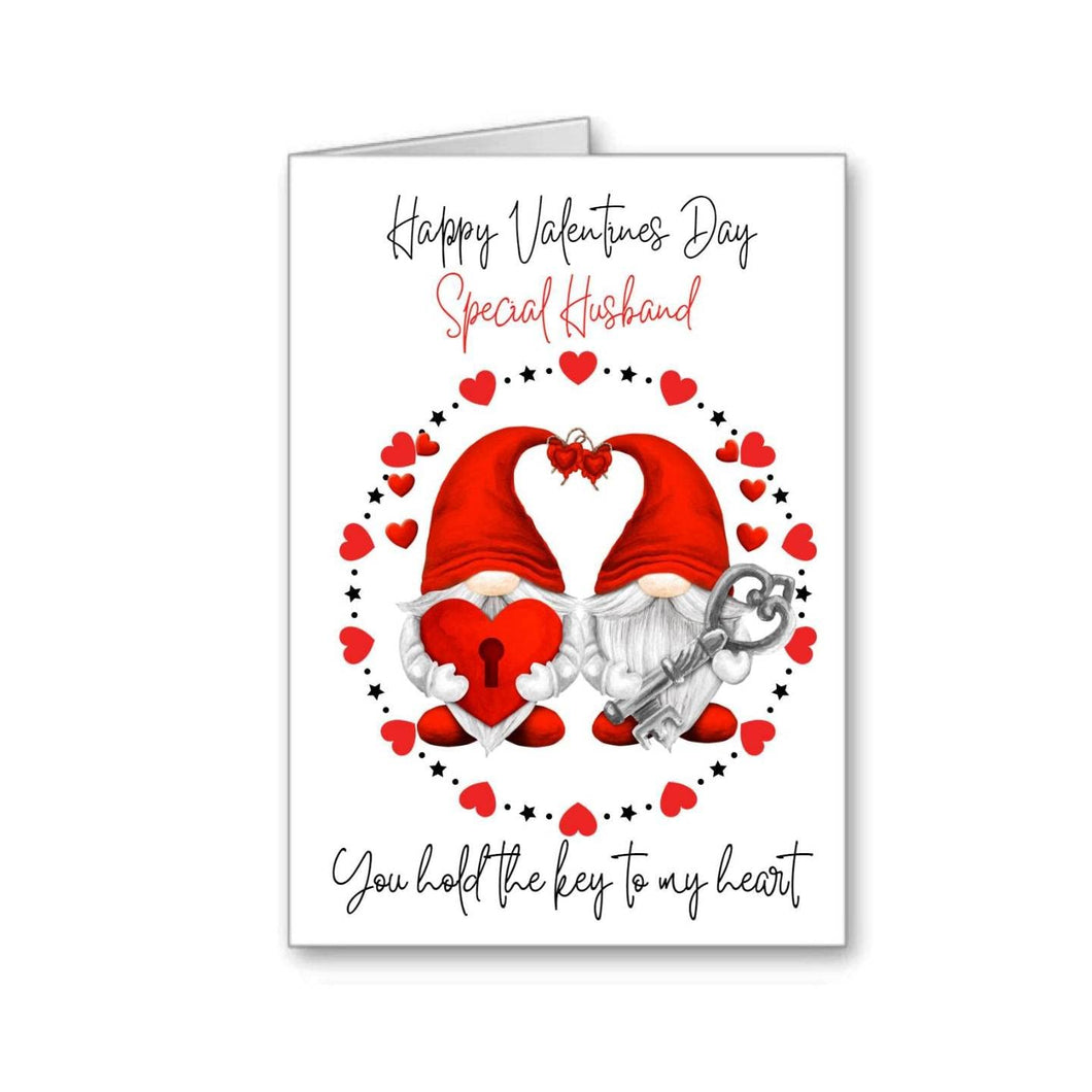 gay husband Valentine Valentines Card Gonk Gnome hold the key to my heart same sex (envelope Included)