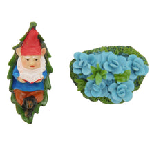 Load image into Gallery viewer, Miskall 2pcs Reading Book Garden Gnome Flower Bush Statue Hand Painted Good Luck Blessings Gnome Figurines Gnomes Lawn Ornaments Garden Decorations
