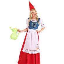 Load image into Gallery viewer, Garden Gnomes Costume Accessories For Women Felts Dwarf Hats Ruffle Half Apron Halloween Elfs Costumes For Dressing Up Garden Gnomes Costume Adult
