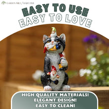 Load image into Gallery viewer, Garden Mile Resin Gnome Eating Cat Colourful Garden Ornaments Outdoor Indoor Decoration For Home Patio Decking Pondside Flowerbed Standing Novelty Weatherproof Kitten Cat Statue Garden Statues Outdoor
