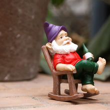 Load image into Gallery viewer, Outdoor Funny Garden Gnomes Decoration Statue Dwarf Figurines Ornament Resin Sculpture Rocking Chair Drinking Gnome Statue For Pation Yard Lawn Indoor Tabletop Home
