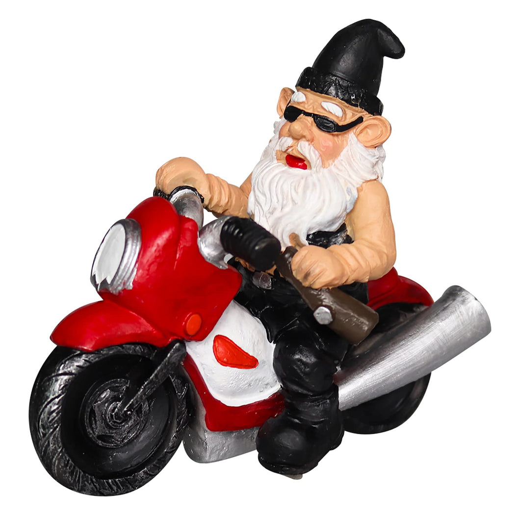 nezababy Funny Garden Gnome Decoration Riding Motorcycle Statues Naughty Figurines Outdoor Indoor Lawn Yard Patio Sculptures Resin