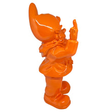 Load image into Gallery viewer, Stone-Lite Figurine - garden gnome giving the finger - 30cm - orange - funny present
