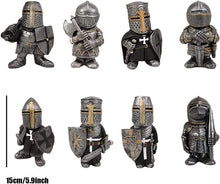 Load image into Gallery viewer, Knight Gnomes Guard Garden Statues 2021 Christmas Guardians Gnomes, Renaissance Medieval Cross Templar Crusader Figurine, Armor Miniature European Knights Sculpture for Yard Lawn Art Decor (8 pcs)
