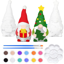 Load image into Gallery viewer, Poen 2 Pack Christmas Ready to Paint Your Own Gnome Statues, 4 Inches Mini Garden Blank Ceramics to Paint Unpainted Garden Figurines Crafts DIY Arts for Adults, Funny Lawn Decoration(Gift Style)
