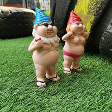 Load image into Gallery viewer, SBYMX 2Pcs Garden Gnome,Garden Gnome Statue Naughty Garden Gnome Funny Gnome,Goblin-Art Decoration for Lawn Ornaments Indoor or Outdoor Garden Decorations,Beige,6*12cm
