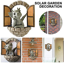 Load image into Gallery viewer, Hxeilzge Courtyard Dragon Sculpture Wall Decoration,Lovely Resin Garden Dragon Statue,Little Dragon Meditating in Front of The Window Art Figurines Decor Ornaments for Patio Yard (Multi)
