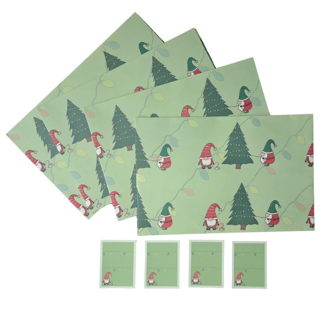 BeFindSee Festive Holiday Paper - Gift Wrap - Festive Gonk - Festive Gnome