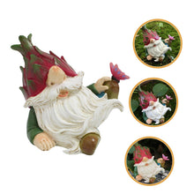 Load image into Gallery viewer, Happyyami Cute Resin Gnome Garden Statue for Outdoor Decor Lying Dragon Fruit Gnome Figurine Colorful Garden Ornament for Lawn and Patio Decoration

