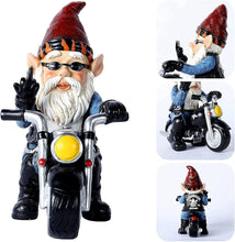 Load image into Gallery viewer, LOMUG Garden Gnome Motorbike Gnome, 15 X 14 CM Garden Decoration For Outdoors, Garden Gnome Statue, Waterproof Sun Protection Funny Garden Decoration Gnome, Decoration For The Terrace Balcony

