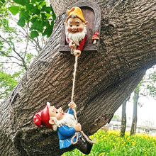 Load image into Gallery viewer, Enchanting Gnome Climbing Rope Face Hanging Ornament: Resin Dwarf Garden Sculpture, Outdoor Gardening Decor Craft. Add Unique Charm to Your Garden!
