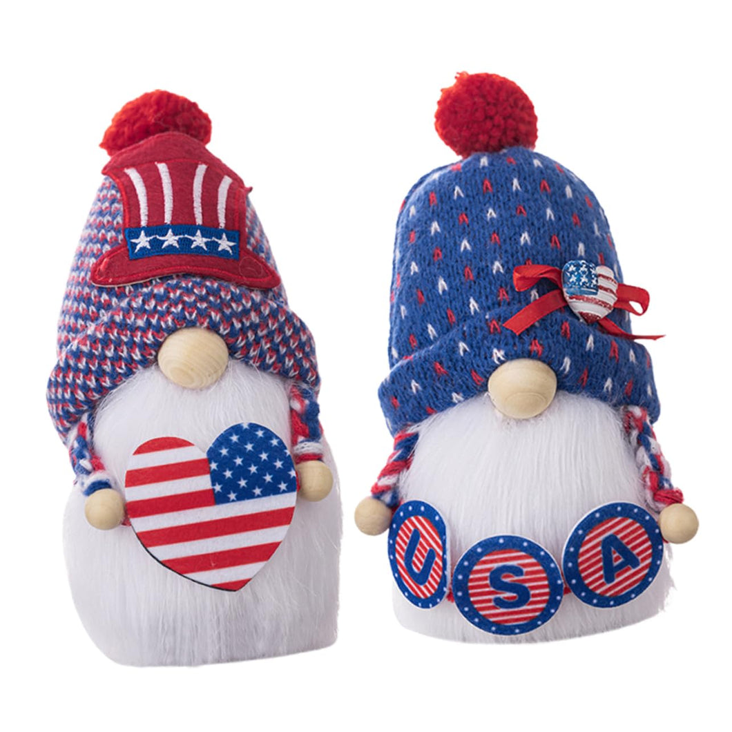 OUNONA 2pcs Independence Day Gnome Doll Ornaments Cartoon Gnome Decor for July Tabletop Home and Garden Decorations