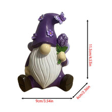 Load image into Gallery viewer, Gnome Garden Decor Statue - Purple Violet Gnome Lawn Ornament, Desktop Cute Gnome Figurine for Patio, Outdoor Yard, Shelf, Desk, Home Decor Accent, Unique Gnome Decorations for Garden, Bedroom
