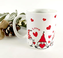 Load image into Gallery viewer, Gnome and Red Hearts Mug Love Heart Gonk Cup Gift for Her
