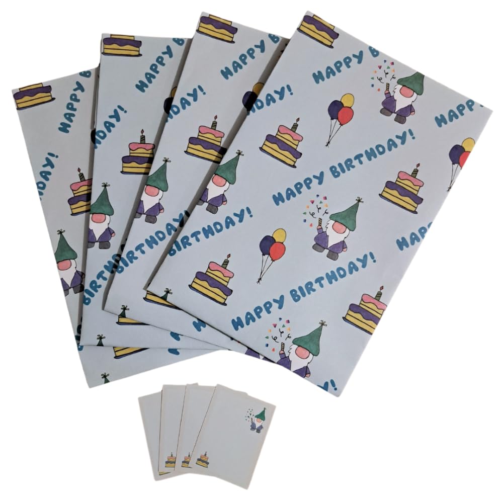 BeFindSee Birthday Wrapping Paper - Gift Wrap - Birthday Gonk - Birthday Gnome