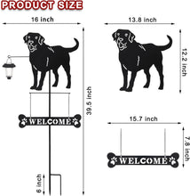 Load image into Gallery viewer, Taylor &amp; Brown Solar Labrador Silhouette Dog Breed Welcome Stakes Sign with a Lantern Light Outdoor Decorative Garden Stakes for Yard, Lawn, Patio, Pathway
