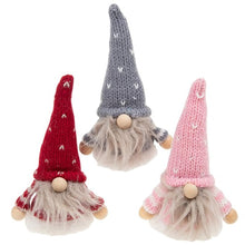 Load image into Gallery viewer, Christmas Gonk Decorations Bundle Set of 3, Gray, Red, Pink. 10cm tall, Gonks Swedish Gnomes Handmade

