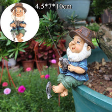 Load image into Gallery viewer, hardinox Garden Ornament Outdoor - Fishing Gnome Statue Resin Figurine Dwarf Sculpture for Pond Lawn Yard Decorations
