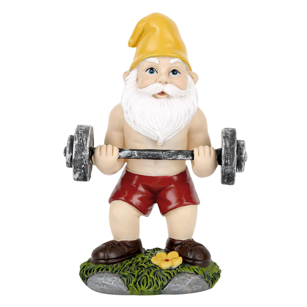 Funny Workout Garden Gnomes Statues, 3pcs 15.5cm Outdoor Funny The Muscular, Barbell and Dumbbell Gnomes Decorations Set for Yard, Lawn, Patio (Weightlifting)