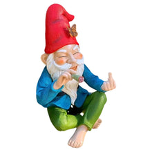 Load image into Gallery viewer, 5.9inch Garden Gnome Middle Finger Tall Resin Funny Garden Gnomes Cheeky Smoking Naughty Gnomes Fade-Resistant Mini Gnomes
