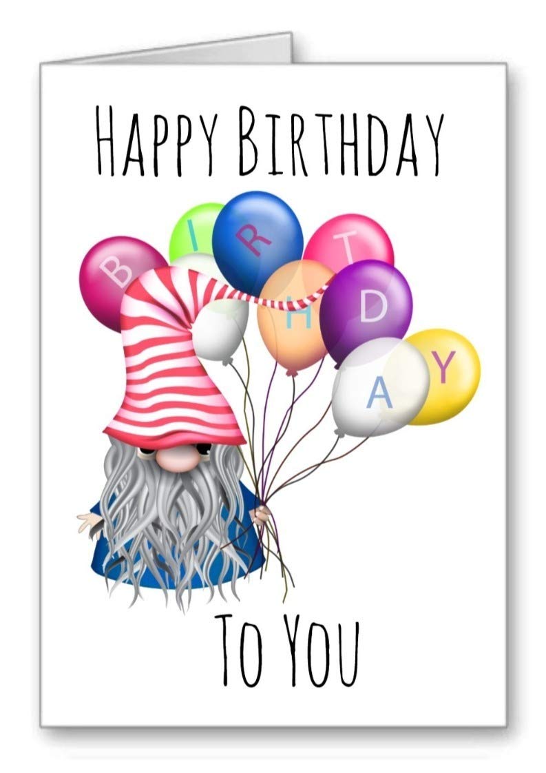 Gonk Gnome Happy Birthday Card Balloons Cute (envelope included)