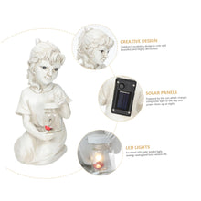 Load image into Gallery viewer, Happyyami Garden Decoration Resin Statue Solar-powered Garden Sculpture Outdoor Décorative Lighting Outdoor Ornament
