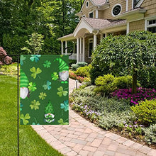 Load image into Gallery viewer, St Patrick Day Gnomes Lucky Four Double Sided Large Garden Flag for Outside Yard Decor 28 x 40 Inch
