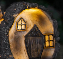 Load image into Gallery viewer, garden mile Solar Powered Light Up Log Fairy House Garden Solar Lighting Indoor Outdoor Ornament Wood Effect Resin Decoration - solar lights outdoor garden
