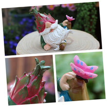 Load image into Gallery viewer, Happyyami Cute Resin Gnome Garden Statue for Outdoor Decor Lying Dragon Fruit Gnome Figurine Colorful Garden Ornament for Lawn and Patio Decoration
