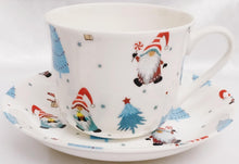 Load image into Gallery viewer, Rainbow Decors North Pole Gnomes Cup &amp; Saucer Jumbo 425 ml 15oz Breakfast Fine Bone China Large Gonks Hand Decorated UK
