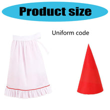 Load image into Gallery viewer, Garden Gnomes Costume Accessories For Women Felts Dwarf Hats Ruffle Half Apron Halloween Elfs Costumes For Dressing Up Garden Gnomes Costume Adult
