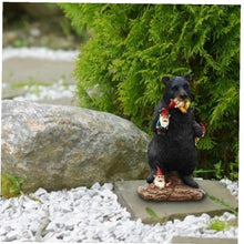 Load image into Gallery viewer, Froiny Black Bear Eating Gnomes Funny Statue Resin Ornaments Decoration Indoor Outdoor Garden Lawn Patio Outdoor Decorations
